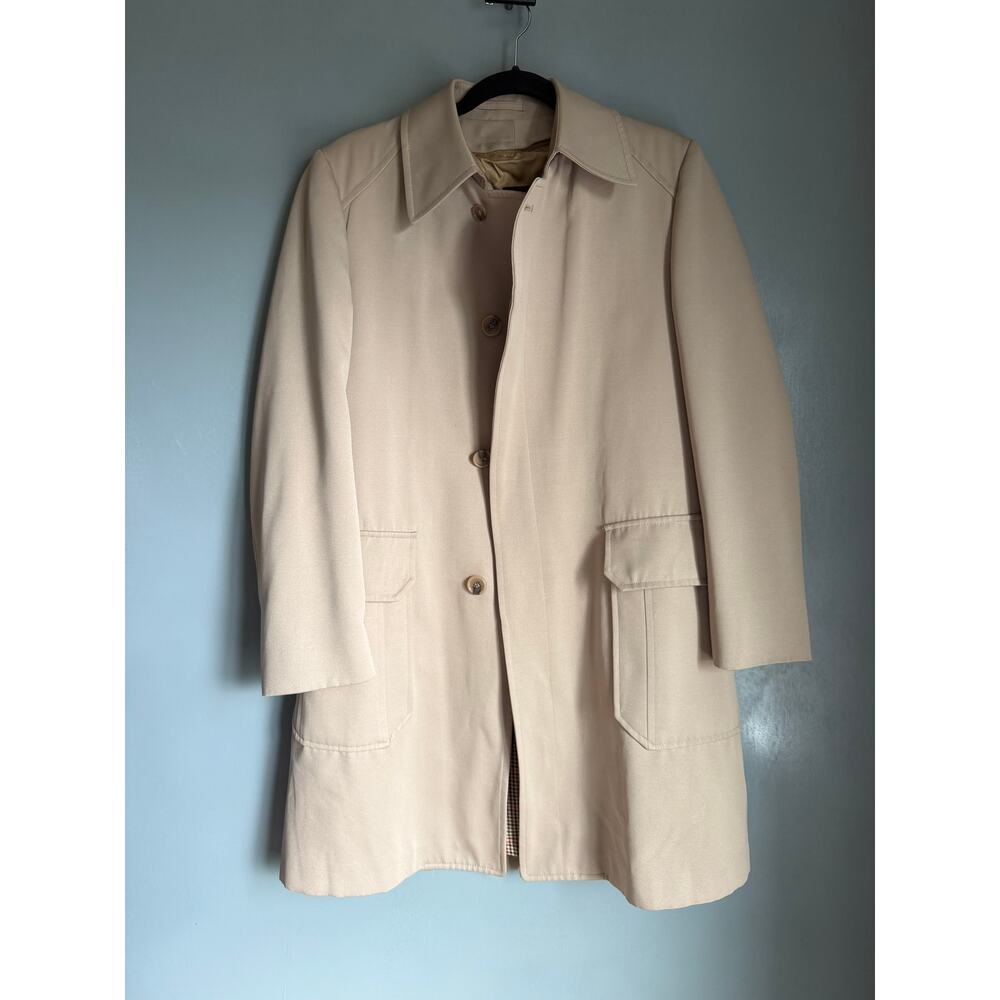 Vintage JOHNNY CARSON Men's 38R Beige/Tan Insulated Maincoat Retro Button Up